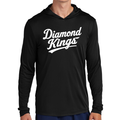 Adult Drifit Long Sleeve Hooded Shirt - Diamond Kings logo Thumbnail